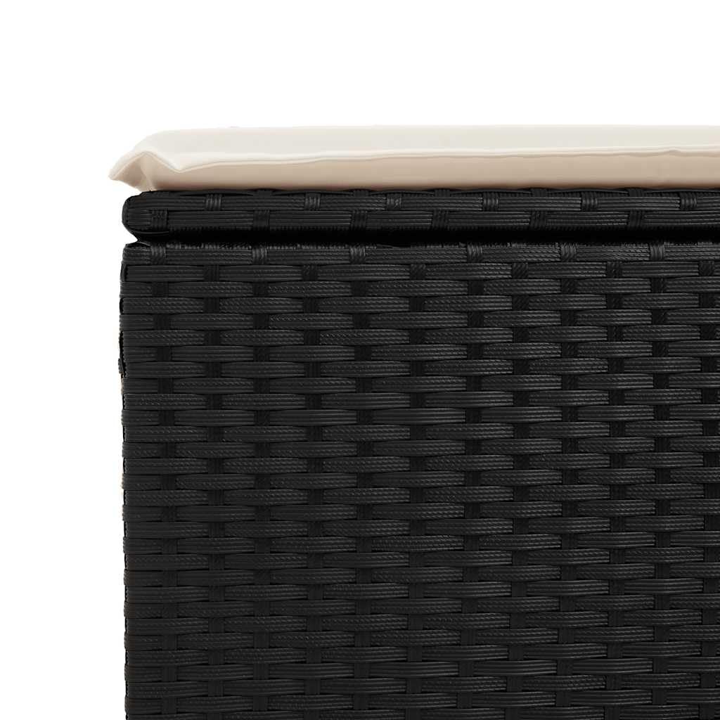 2-TLG. Sofa ogrodowa z poduszką czarna poli rattanowa, odporna na promieniowanie UV, modułowa konstrukcja, na taras, balkon i na zewnątrz