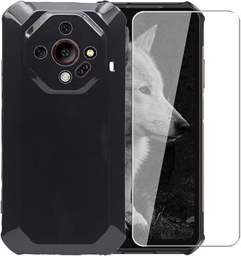 Case for Ulefone Armor X16 + Glass Screen Protector Tempered Film - Transparent Silicone Soft Flexible Bumper Shockproof TPU Protective Cover Shell Black