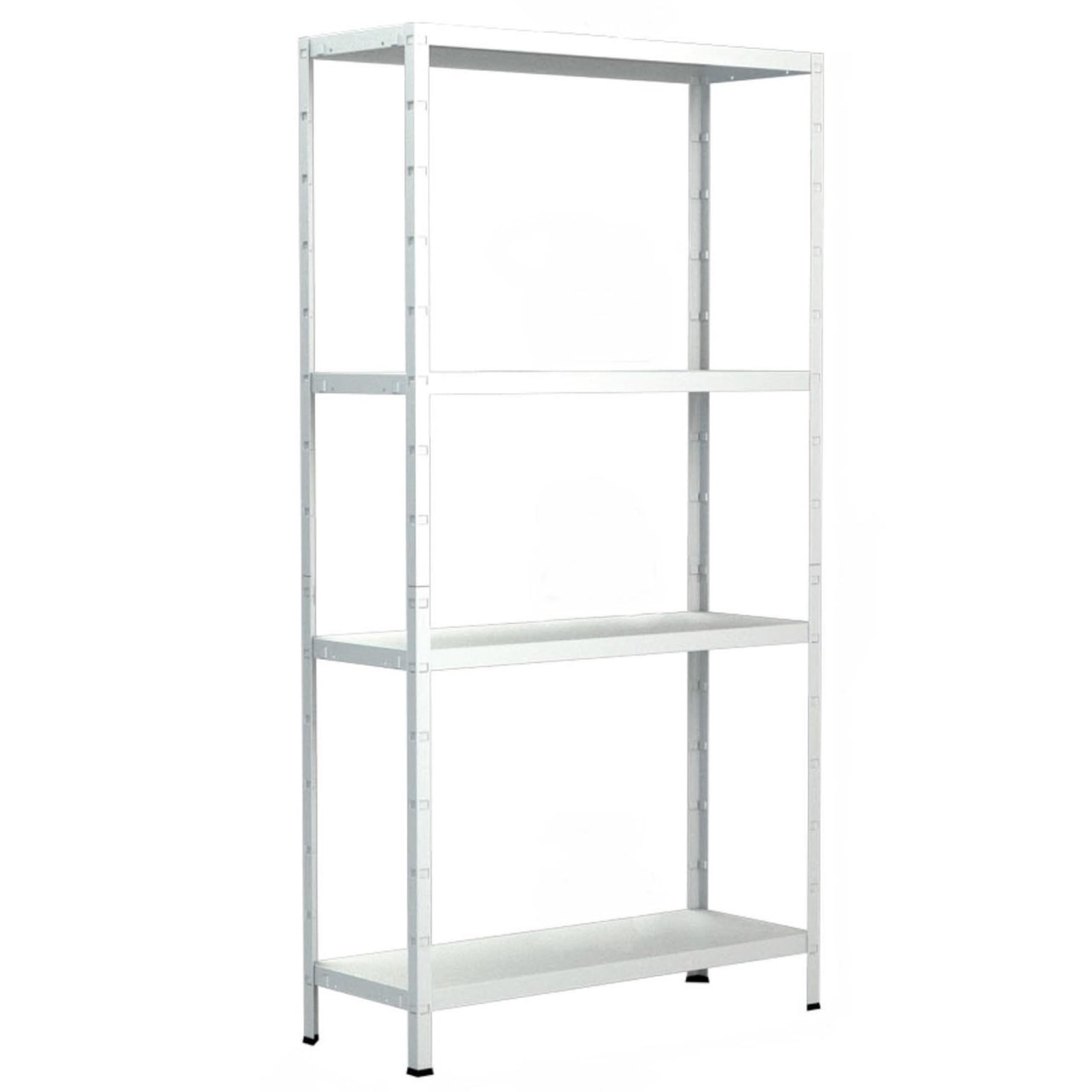 SCHULTE Regalwelt Steckregal mit 4 PowerMAX Fachböden, 70 kg Tragkraft, 200x100x50 cm (HxBxT), weiß, Lagerregal, Werkstattregal, Kellerregal, Garagenregal, Metallregal