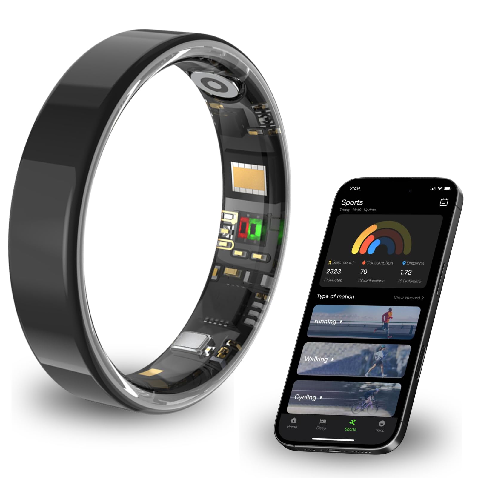 2026 Smart Ring for Women and Men Ultra Thin 6.0mm Fitness Tracker | Heart Rate Sleep Blood Oxygen Steps and Cycle Monitoring | No Subscription Required (Black, #7)