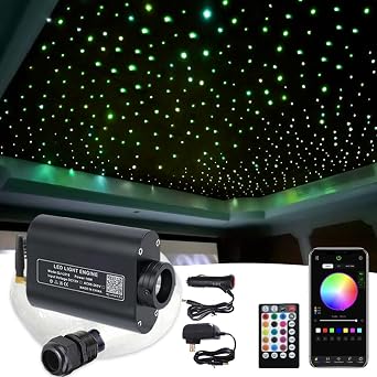 الألعاب النارية 16 W RGBW الألياف البصرية أضواء ستار سقف ضوء كيت مع الألياف البصرية 460 pcs 0.03 in 6.5 ft/2 m - APP/التحكم عن بعد + الموسيقى وضع الصوت الاستشعار مصدر الضوء لغرفة النوم والمسرح المنزلي وديكور السيارة