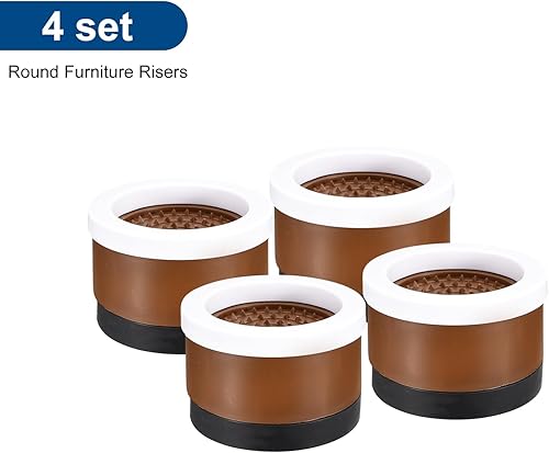 Miniatura 4 de uxcell Juego de 4 elevadores redondos para muebles, altura de 1.97 pulgadas, elevadores de cama ajustables para marco de cama, mesa, escritorio,
