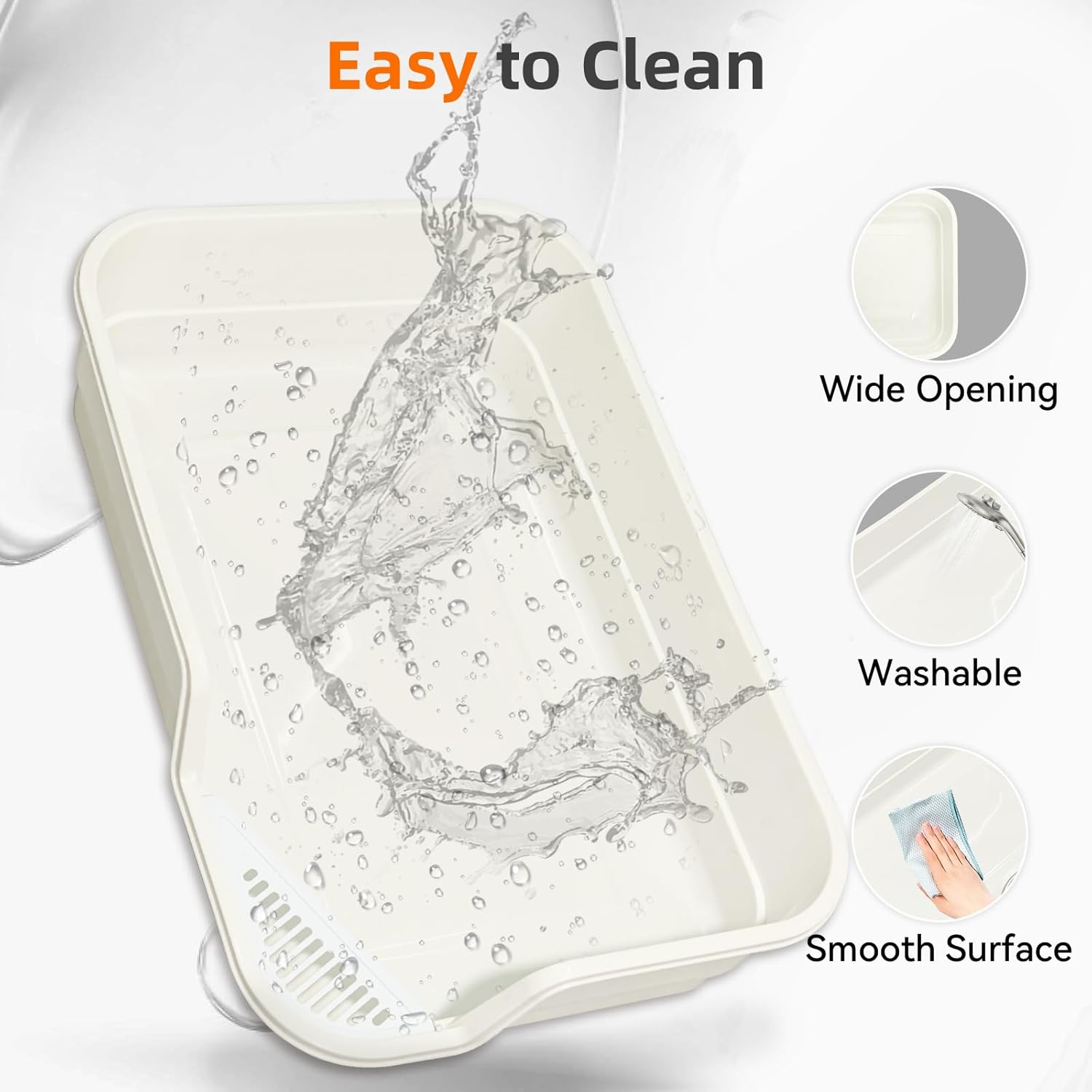 Extra Large Litter Box with Low Entry,Jumbo Cat Litter Box for Kitty and Senior Cats,Cat Box for Indoor Cats,Open Top Corner Litter Pan,Easy to Clean,23.6" L x 15.7" W x 5.9" H (Grey)