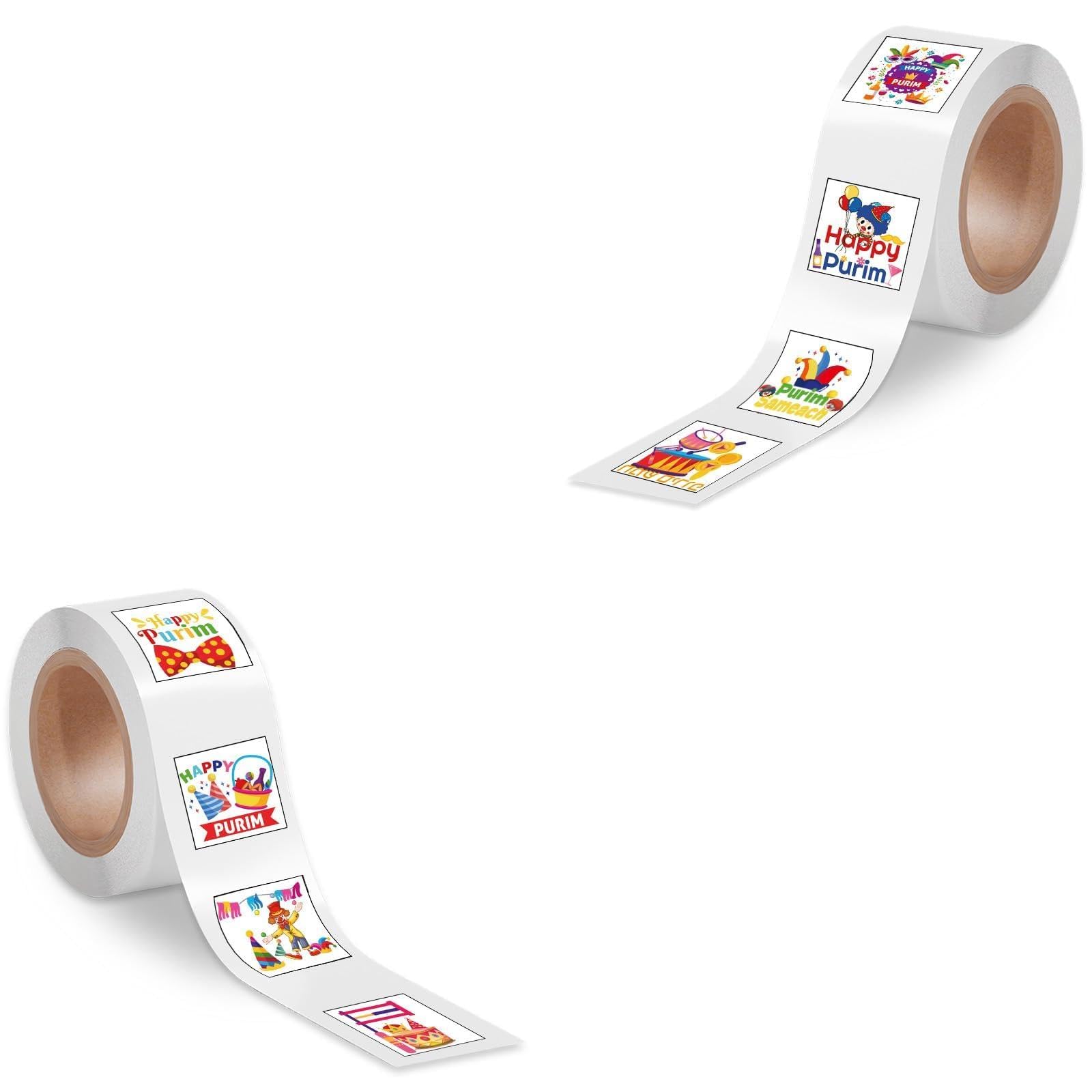 Photo 1 of 1000 Pcs Happy Purim Stickers Purim Decorations Decal 16 Designs Jewish Purim Stickers for Carnival Party Supplies Gift Bag Envelopes Water Bottle Scrapbooking Cards