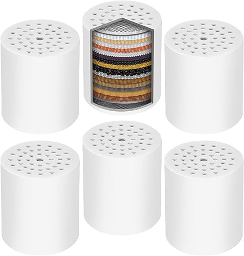 Cartucho de repuesto universal para filtro de ducha, paquete de 6 filtros de cabezal de ducha de 20 etapas para agua dura, presurización