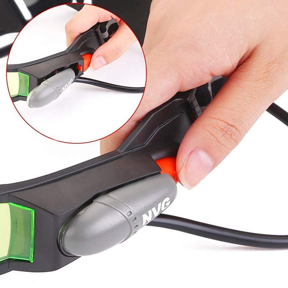 Wovatech Lunettes de Vision Nocturne | Lunettes de Protection à lentille Verte Nocturne à Del pour Enfants réglables avec lumières rabattables