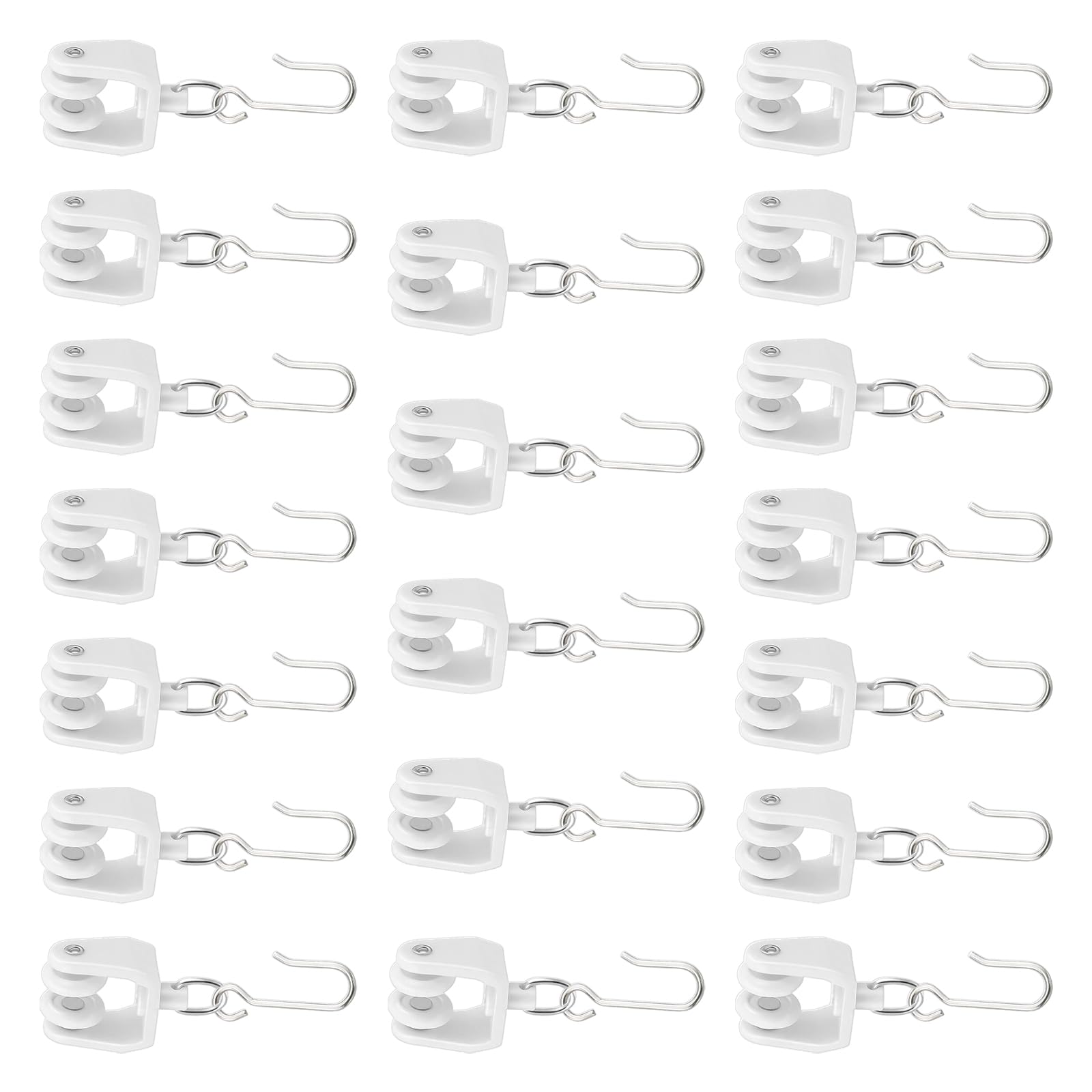 20Pcs Ceiling Curtain Track Rollers and Hook Accessories Stainless Steel Smooth Quiet Sliding Replacement Part Noiseless Window Sliders