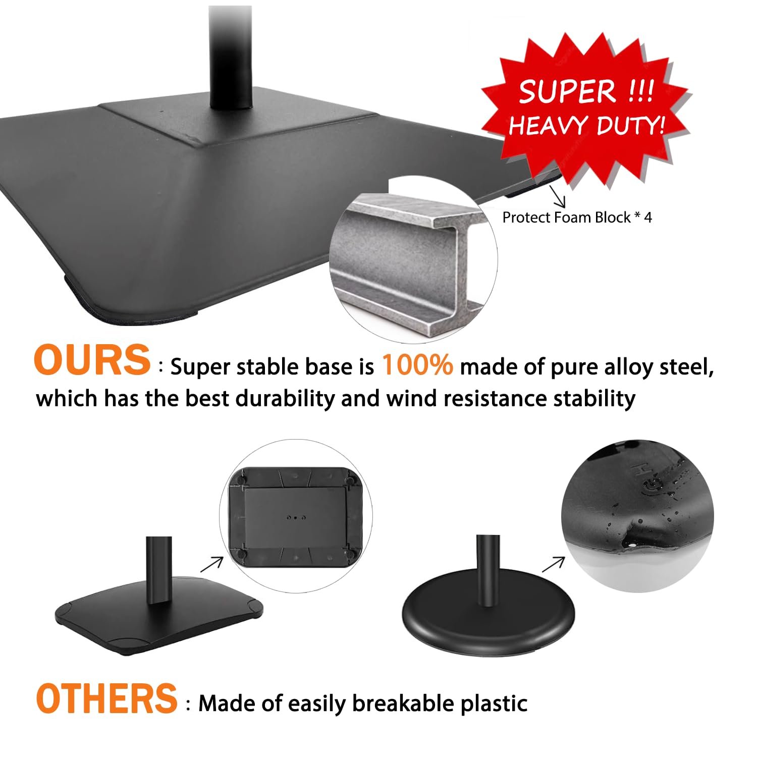 Soporte ajustable para carteles, con base de hierro mejorada, soporte de señalización de piso de pedestal para publicidad en exteriores o interiores (11 x 17 pulgadas, negro, paquete de 3)