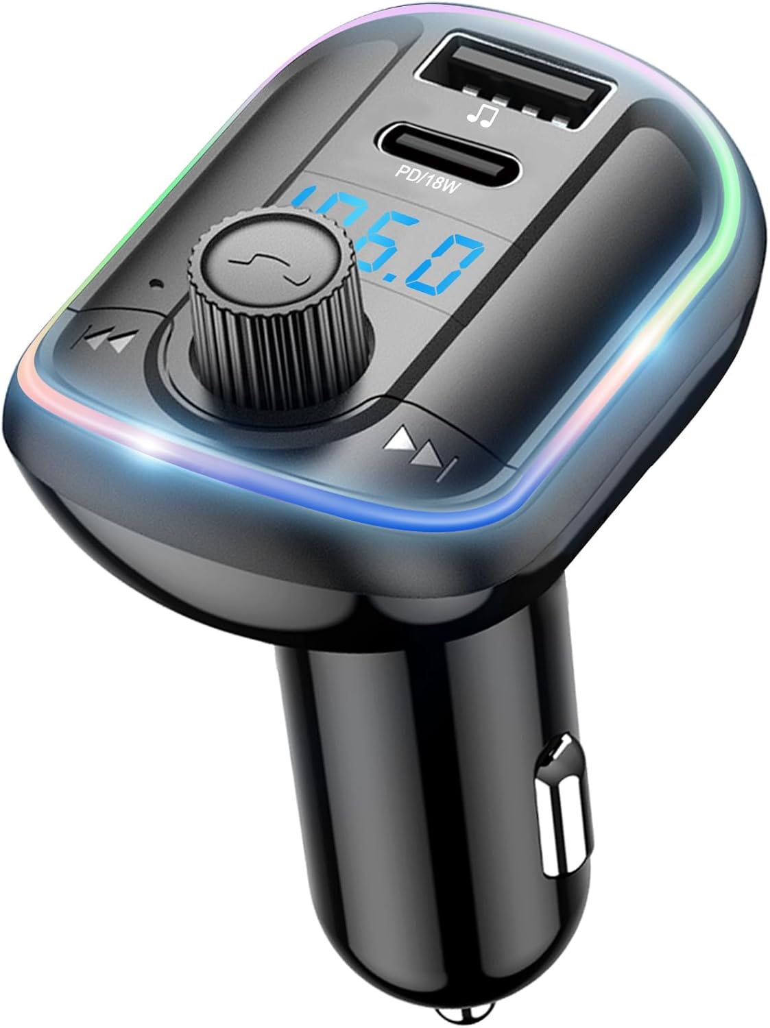 SKYBESS FM Transmitter Bluetooth 5.0, Upgraded PD18W Type C & QC3.1 USB Charger Bluetooth Car Adapter Wireless Radio, 10-Color LED Backlit Light, Hands-Free Car Kit Music Player SKYBESS FM Transmitter Bluetooth 5.0, Upgraded PD18W Type C & QC3.1 USB Charger Bluetooth Car Adapter Wireless Radio, 10-Color LED Backlit Light, Hands-Free Car Kit Music Player