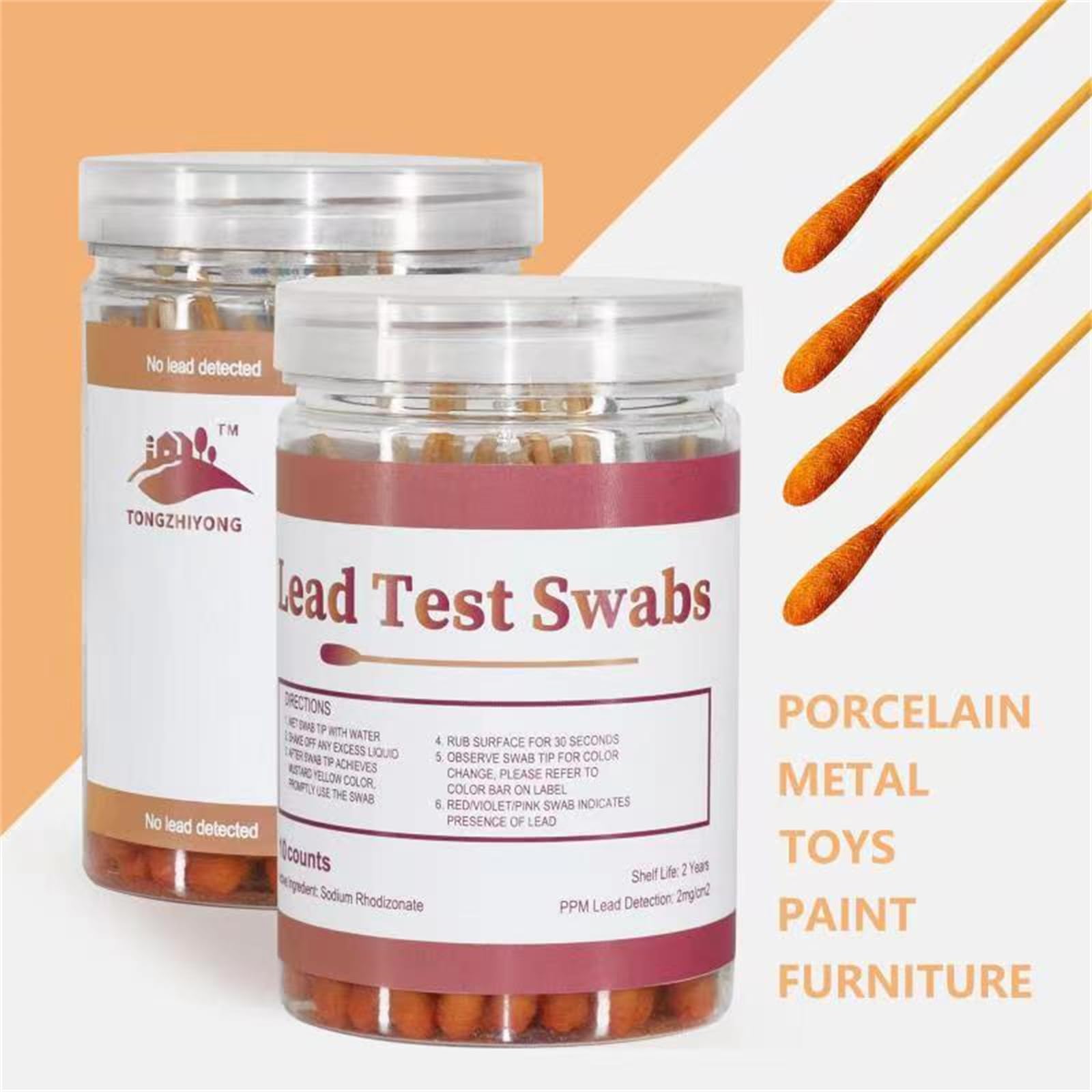 Kit de test de peinture au plomb avec 30 écouvillons de test rapide pour toutes les surfaces peintes, céramique, plats, métal, bois, détection de peinture, évaluation du métal, examen du bois,