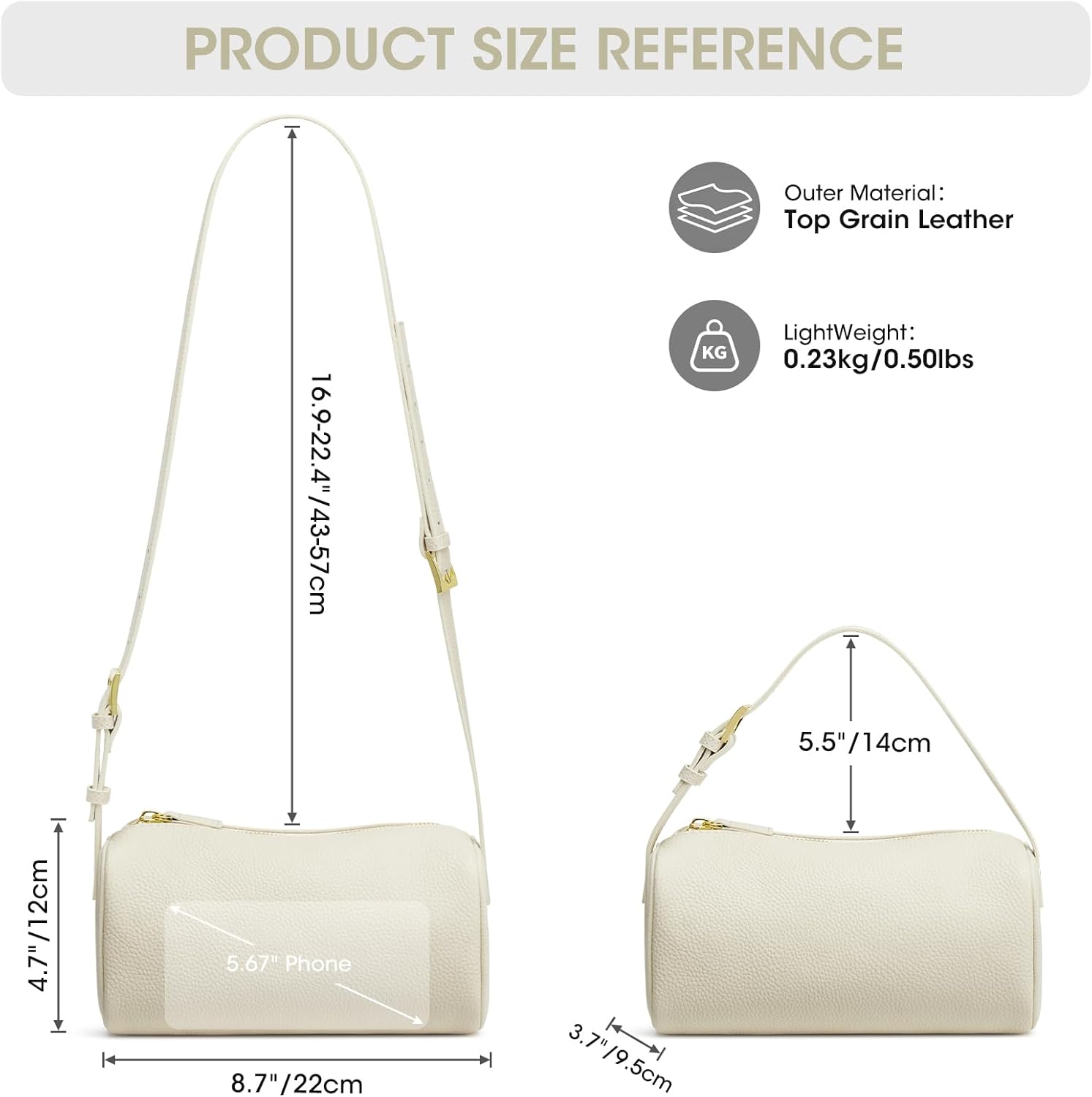 Kattee Top Grain Leather Crossbody Bags for Women, Crossbody Purses for Women, Small Hobo Bags with Adjustable Strap - Image 3