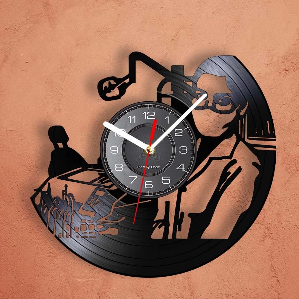 12'' Vinyl Record Wall Clock with Silent Quartz Movement, Non-Ticking, Battery Operated, Ideal for Dentist Clinic, Hospital, Office, Decorative Wall Artwork, Unisex