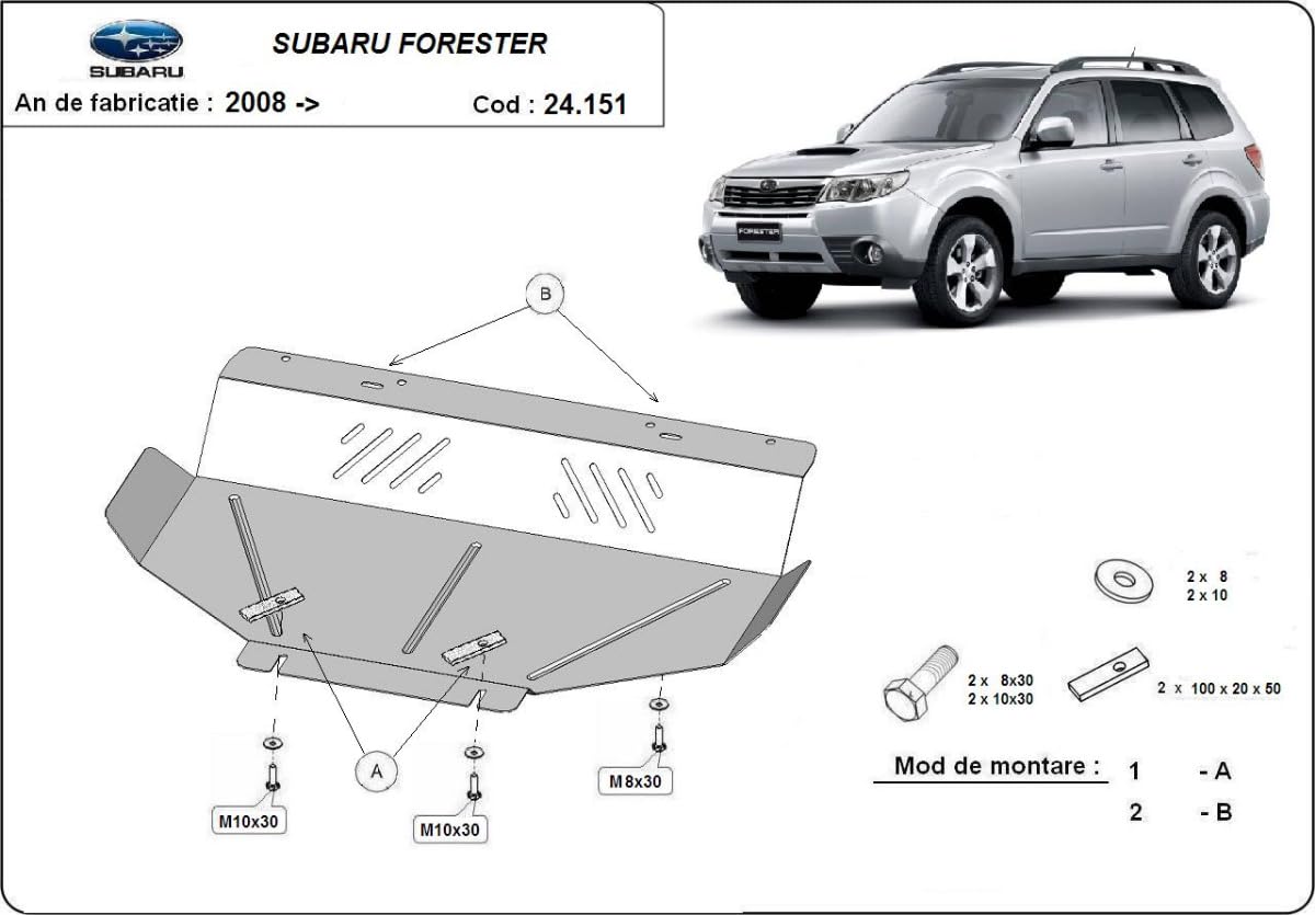 Metall-Motorschutz kompatibel mit Subaru Forester 3