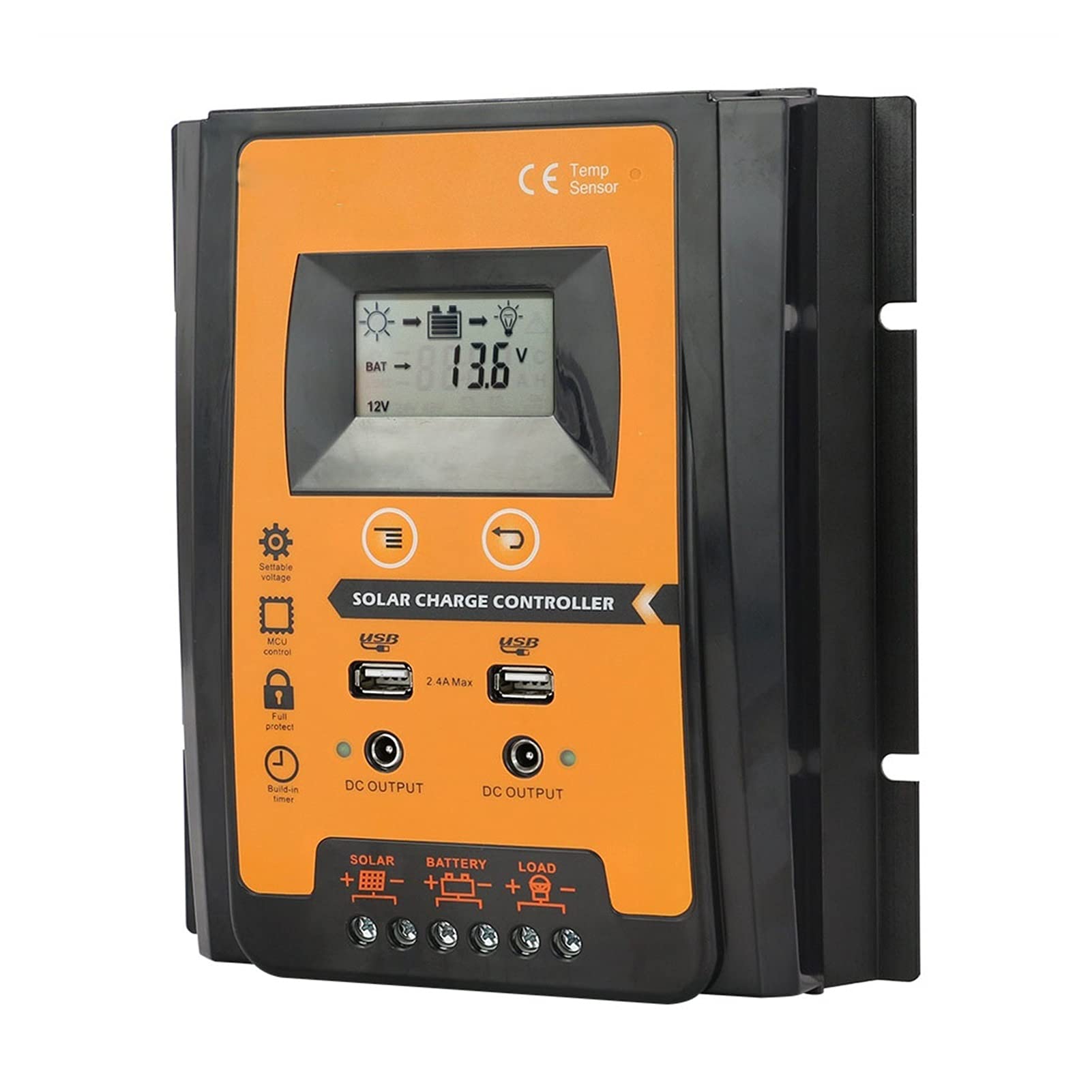 Regulator ładowania słonecznego, 30/50/7. 0A MPPT PWM. Kontroler ładowania słonecznego 12/24 V Dual USB. Regulator słoneczny z dużym LCD IP32 PV. Timer ładowania regulatora baterii(30A)