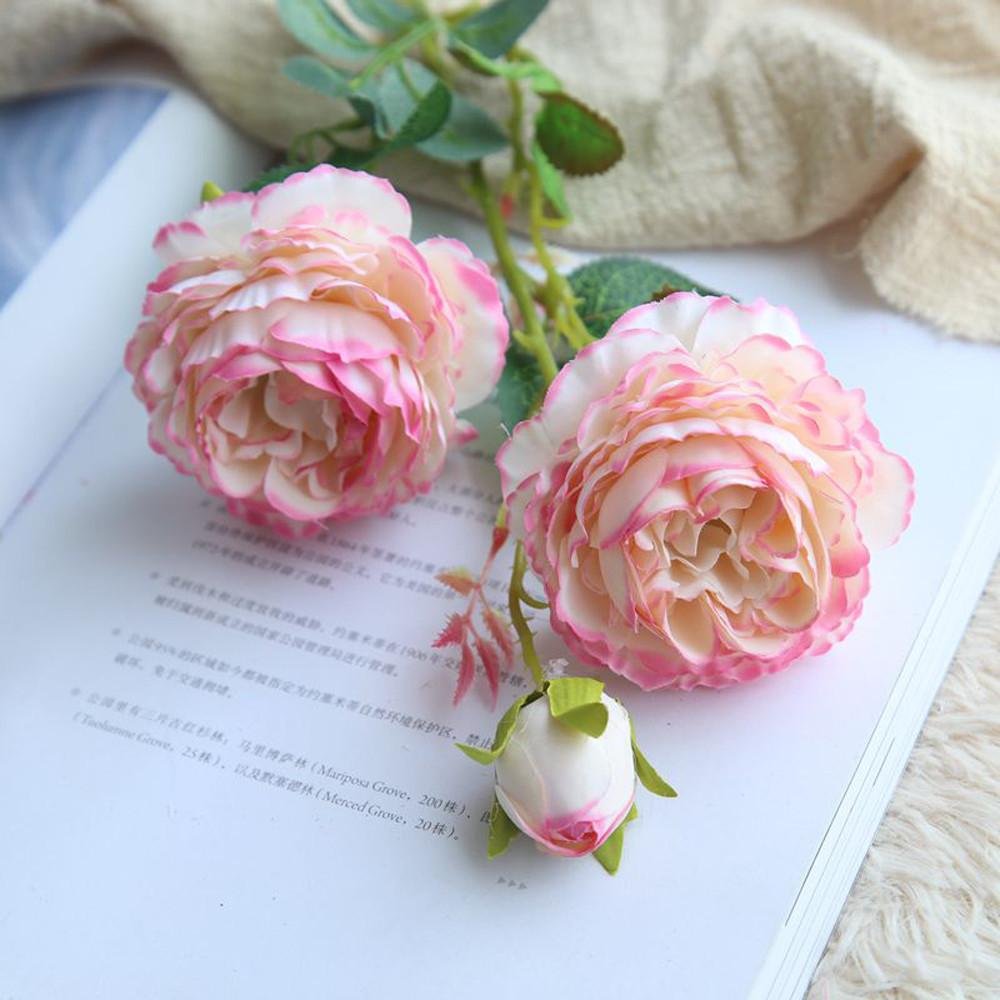 Artificial Flowers,1 Bouquet Artificial Fake Western Rose Flower Peony Bridal Bouquet Wedding Flowers Arrangement for Home Decor Garden Plant Party Centerpieces Decoration (1pc, Multicolor)