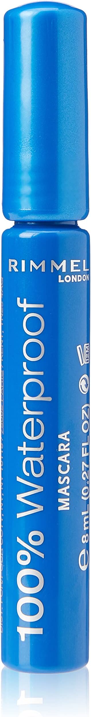 Rimmel 100% Waterproof Long-lasting Mascara, Black, 8ml
