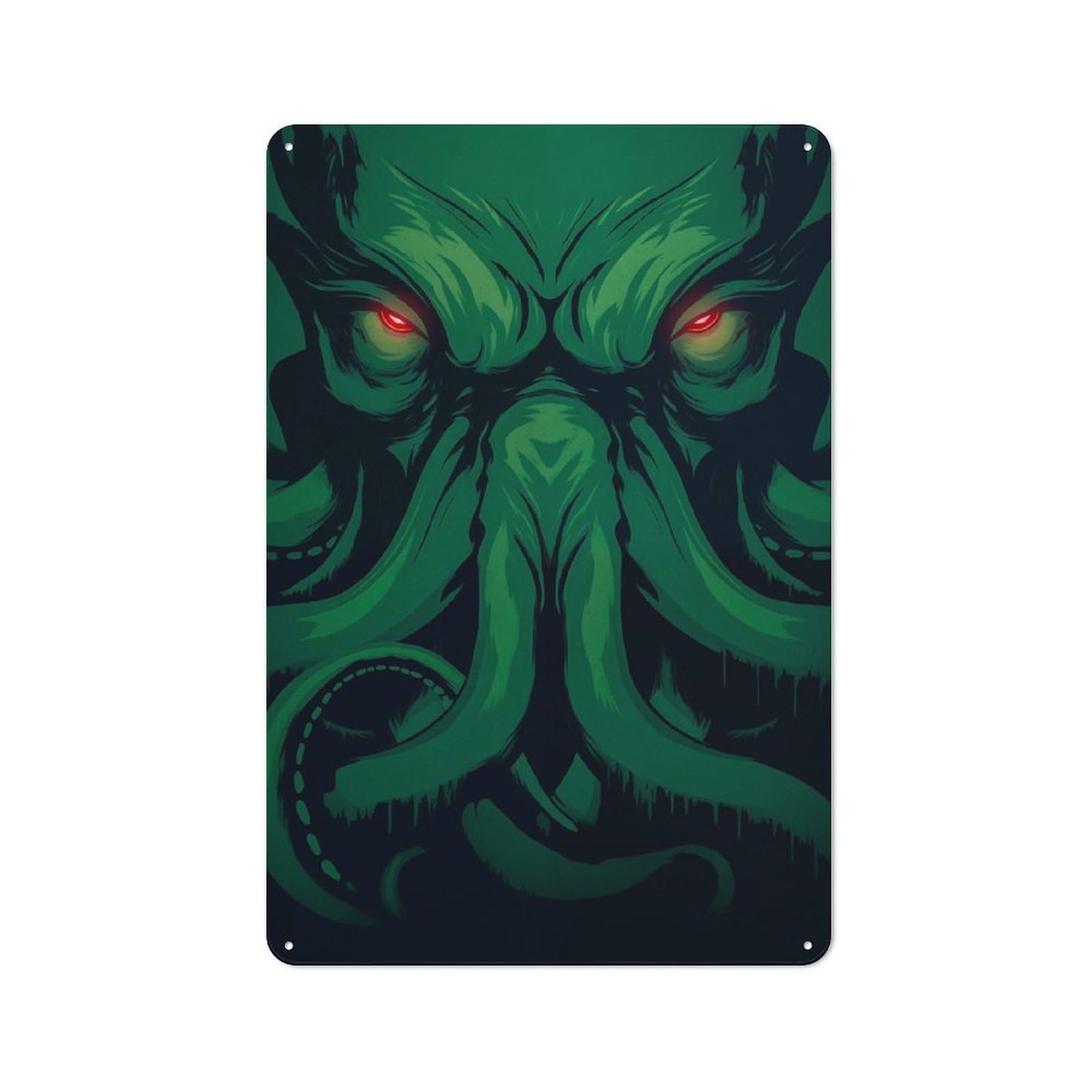 Junmoney Cthulhu Is Watching You Retro Tin Wall Plaque 30X20cm Featuring For Garage Wall, For Vintage Wall Decor Fans, For Themed Room Decoration