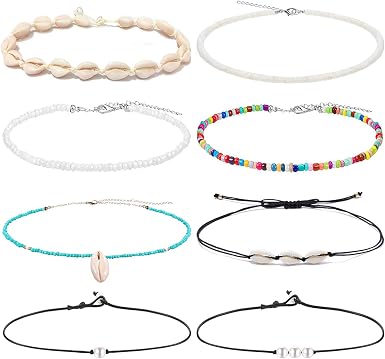 FUNEIA 8PCS Shell Choker Necklaces for 