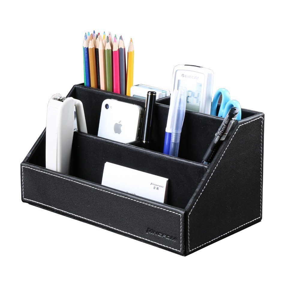 KINGFOM 7pcs Büro Schreibtisch Set - Schreibtisch Organisator, Schubladenbox, Schreibunterlage, Kosmetiktücherbox, Zeitschriftensammler Halter, Stifthalter mit Visitenkartenhalter und Zettelbox