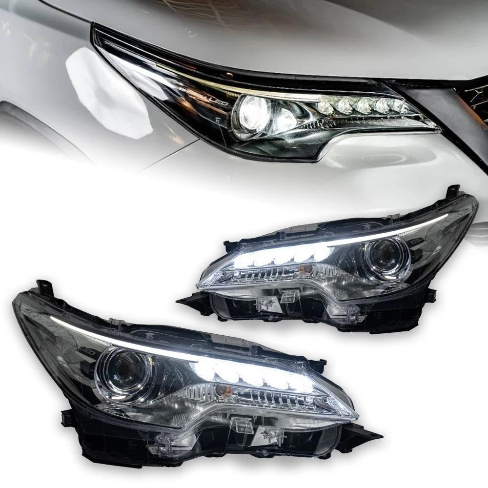 Car Front Headlight Car Styling For Toyota For Fortuner Headlights 2016-2018 All LED Headlight LED DRL Head Lamp Angel Eye Bi Xenon Accessories Car Headlight Covers