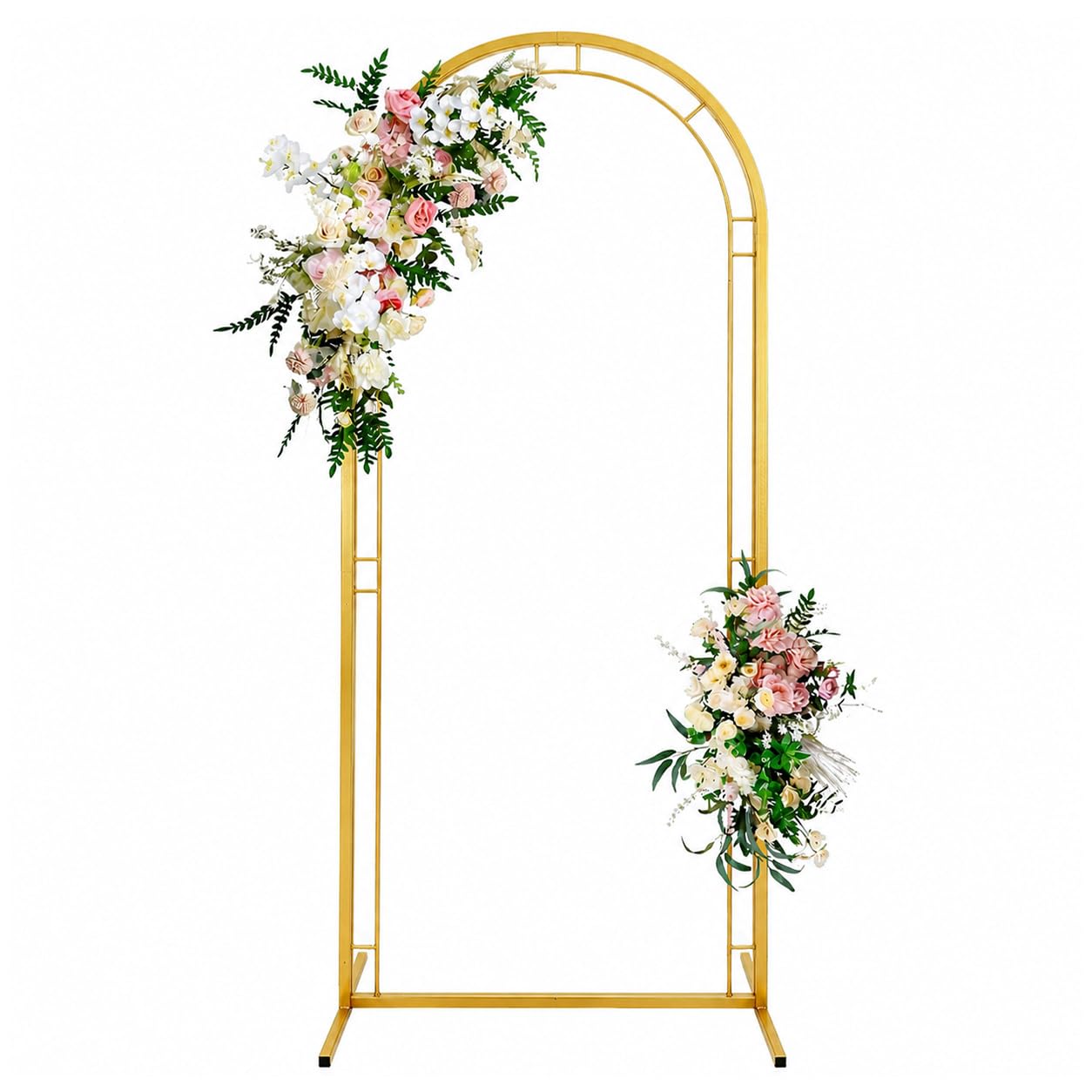 Wndyspup Metal Semi-Circle Double-Layer Arch Stand, Wedding Arch Backdrop Stand, Balloon Arch Stand (220x120cm)