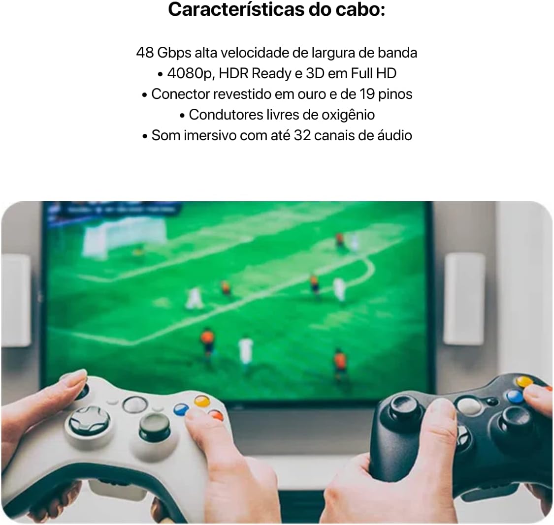 CABO HDMI 2.1 8K 3D 19 PINOS - 2 METROS