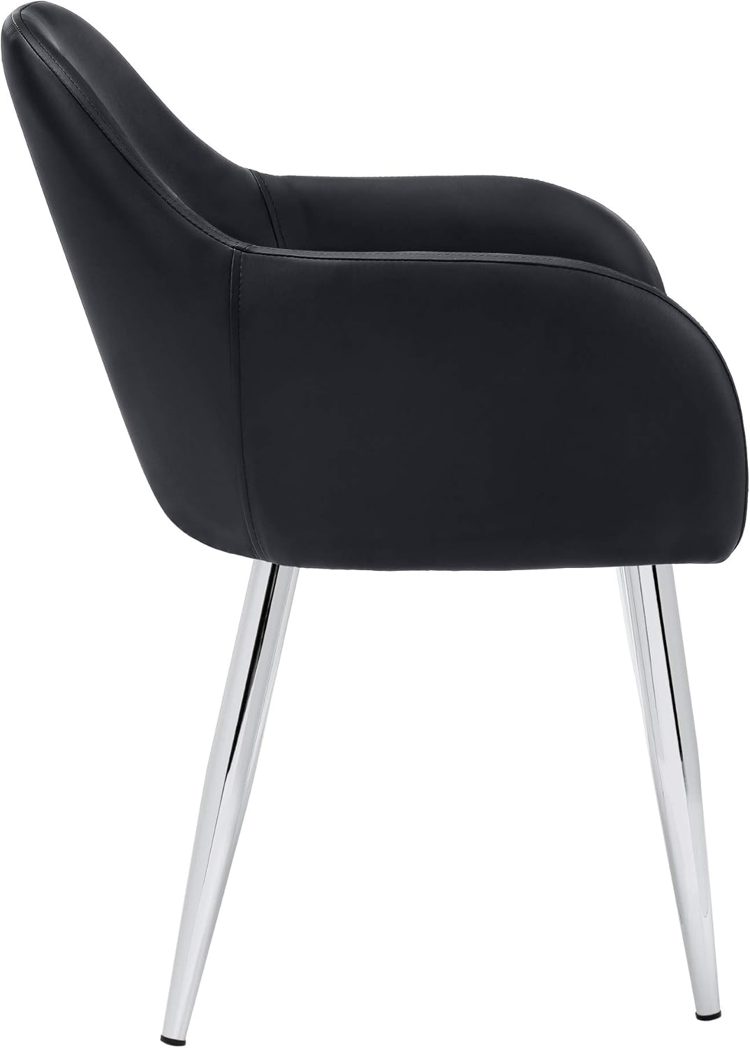 Black Faux Leather Upholstered Side Chair with Metal Legs