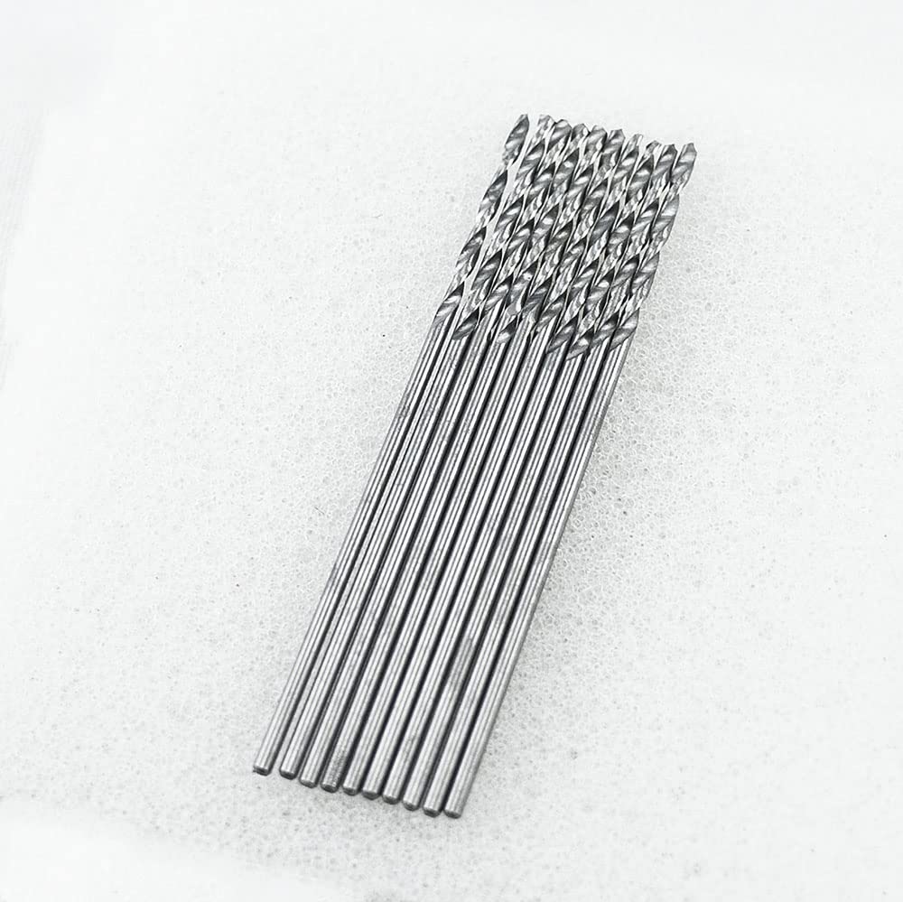 KLOT Industrial Grade 10pcs Solid Carbide Drill Bit 1mm 0.03937" 2-Flute Straight Shank YG6X Tungsten