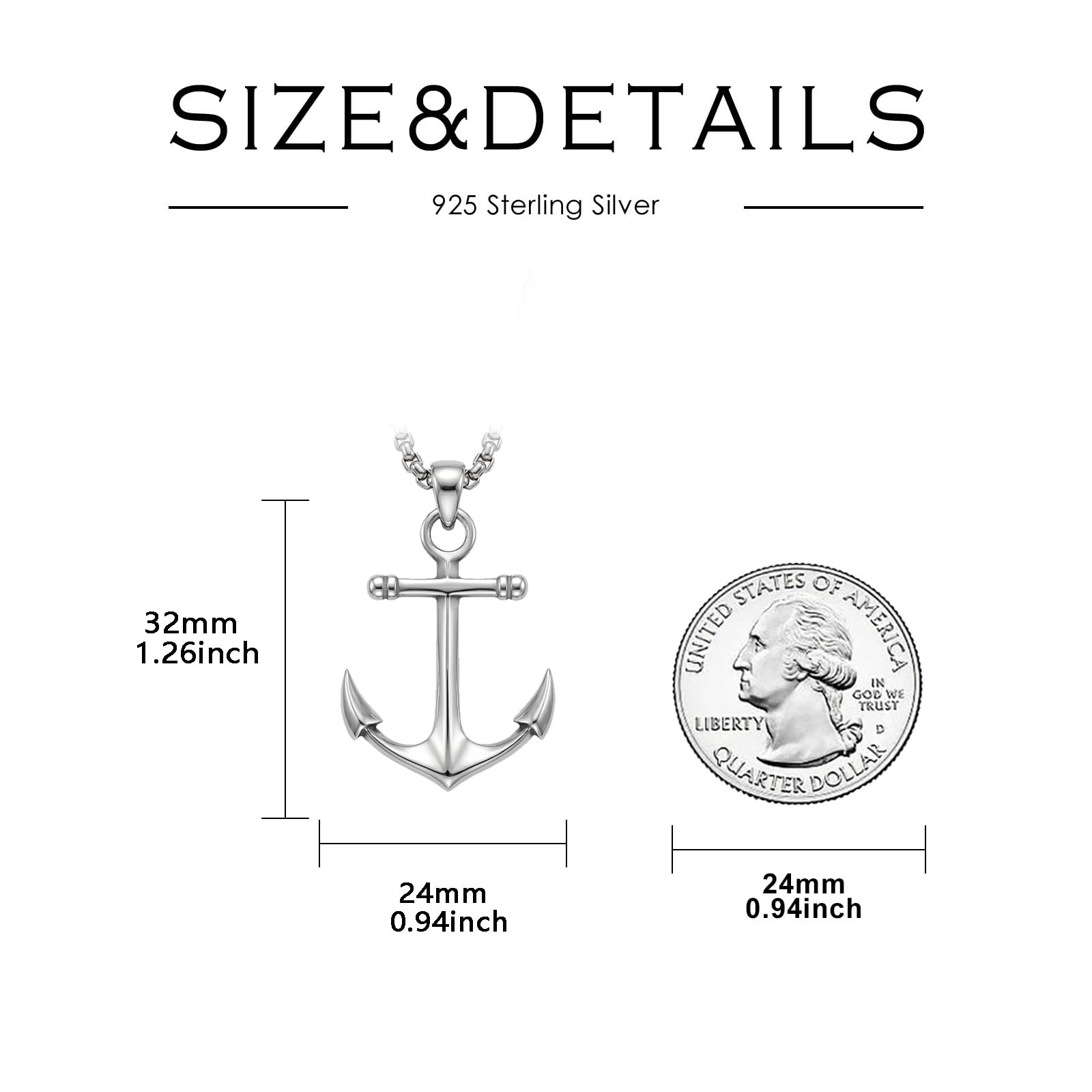 Collana in argento Sterling 925 con ciondolo a forma di marinaio con ancora, gioiello per uomo e donna