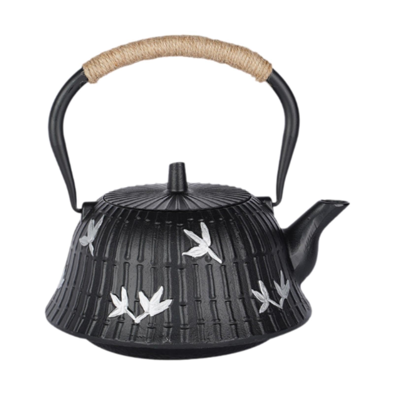 Tetera de Hierro Fundido de 1, Resistente, con Tapa Y Asa, Estilo Chino, con Colador, Ideal para Hoteles, Hogares, Casas de Té Y Cocinas, Líneas Verticales, Individual