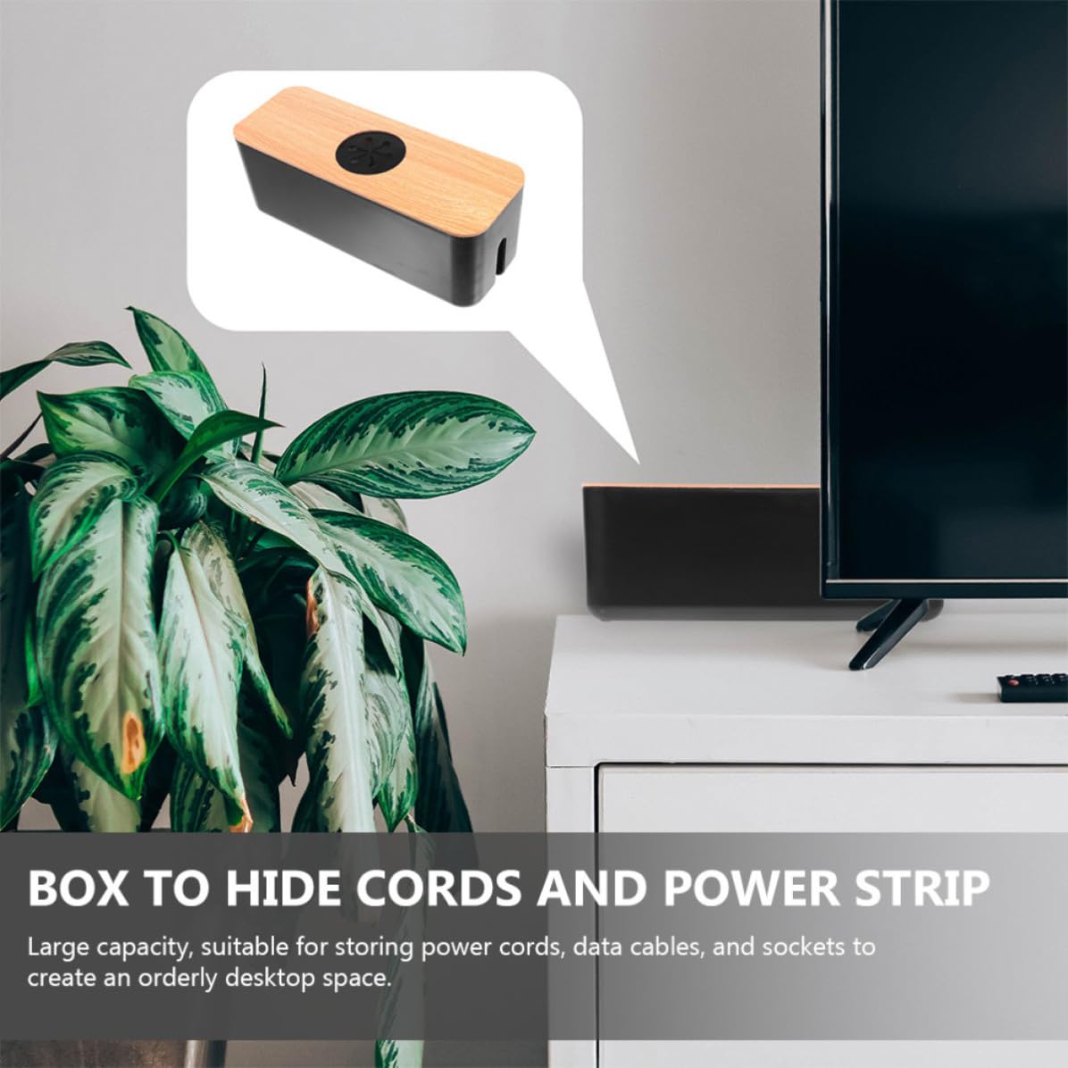 Caja de Gestión de Cables Abs de Gran Capacidad para Regleta | Orificio Redondo, Estructura Rígida, Protección del Cableado y Disipación Térmica, para Oficina y Esquina