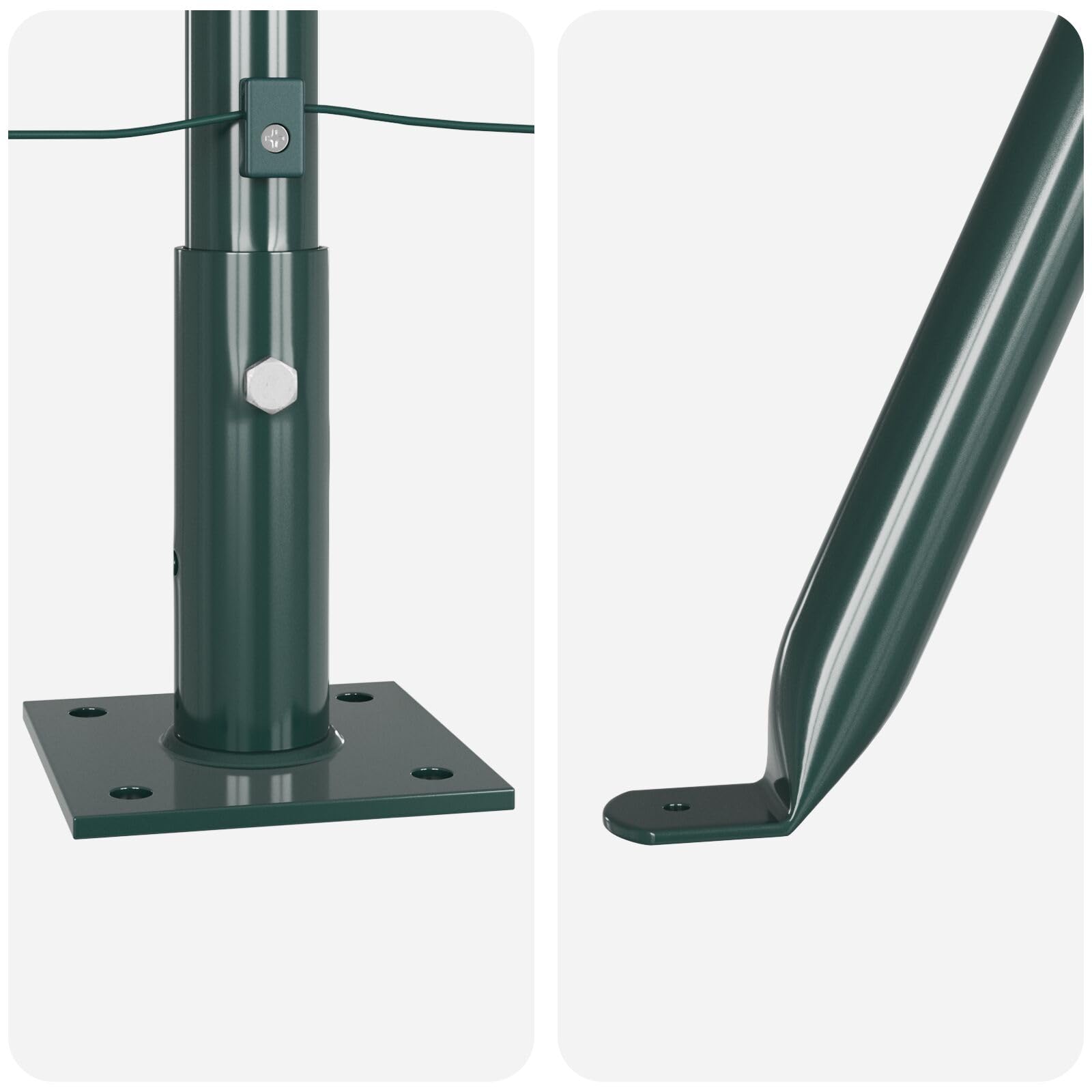 Gecheer Postes de Cerca Set de 52 Verde Acero 3.2 x 3.2 x 88.5 cm,Postes de Metal para jardín,Césped, Granjas,Cercas al Aire Libre,Huertos,Carreteras