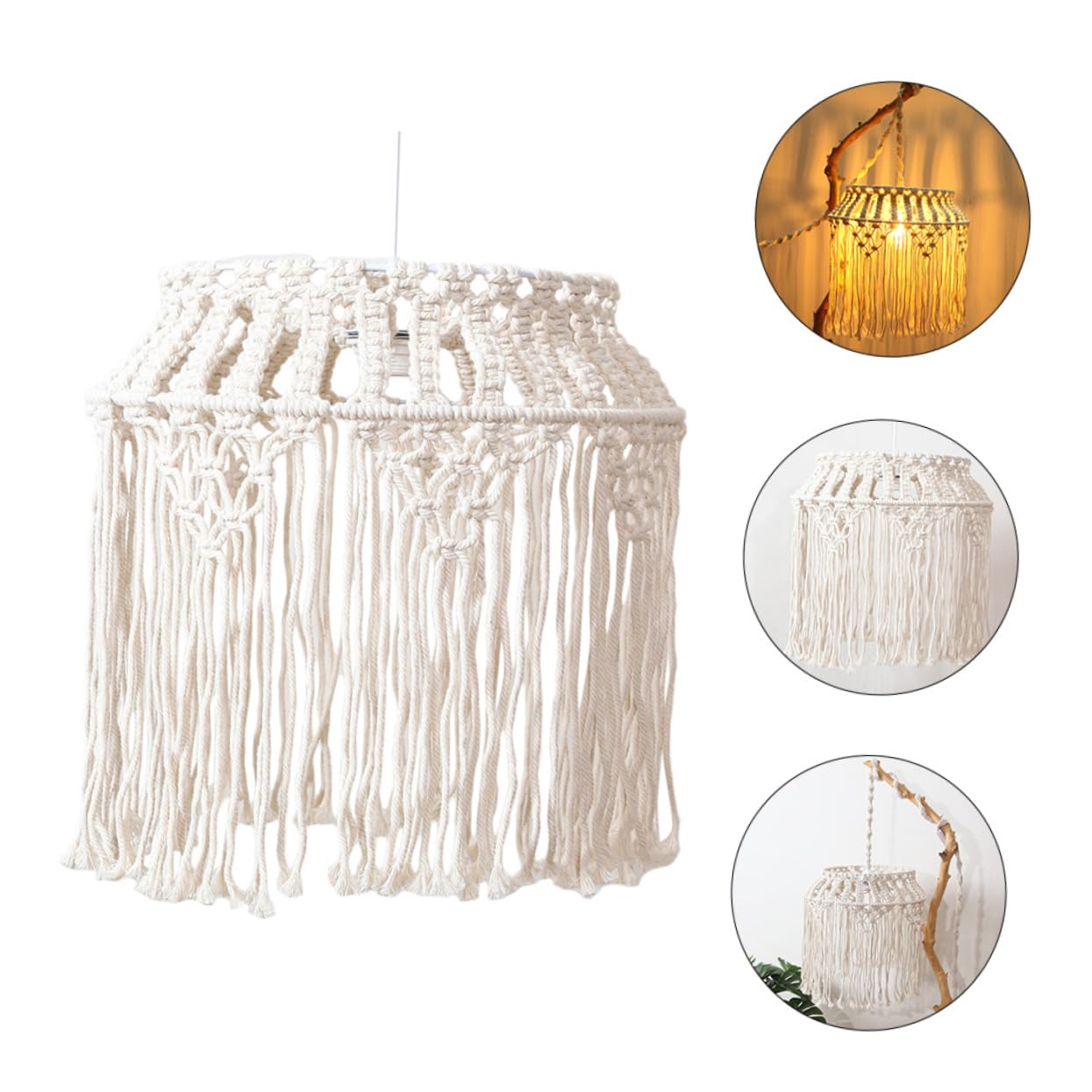 BESTonZON Lampion Wiszący z Plecionej Liny Do Oświetlenia Sufitowego Elegancki Klosz Do Lampy Podłogowej i Żyrandola Tworzy Ciepłą Atmosferę