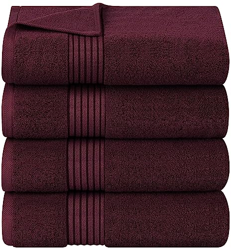 Image of Utopia Towels Luxurious Bath Towels Set, 4 Pack, 27 x 54 Inches - 100% Ring Spun Cotton, Thick, Plush, and Fast-Drying, Designed for Premium Hotels, Spas, and Homes, Burgundy