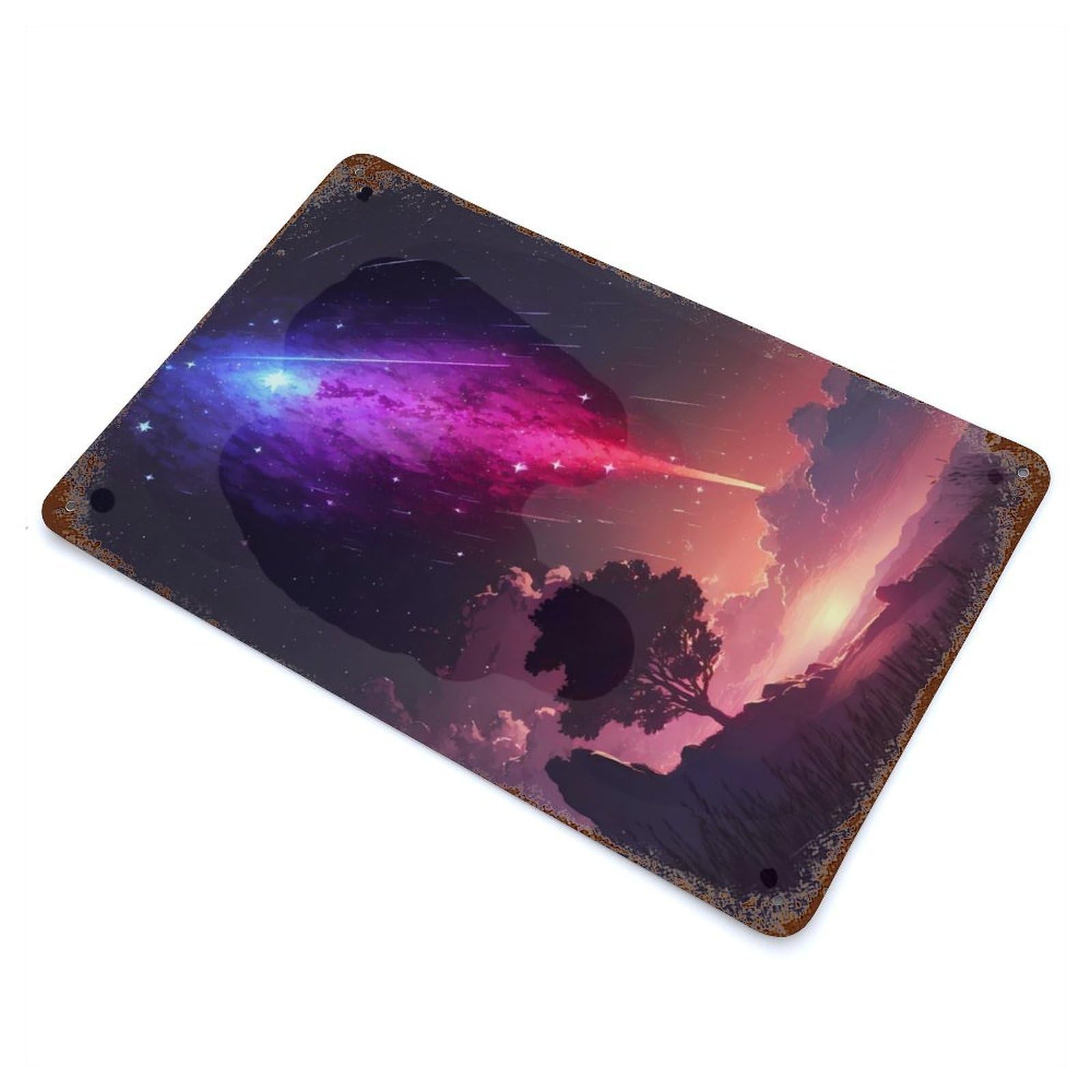 Meteor Shower Magic Aged Metal Wall Plaque 11.8"x7.9", for Living Room, Hallway And Home Decor, Shabby Chic Decor