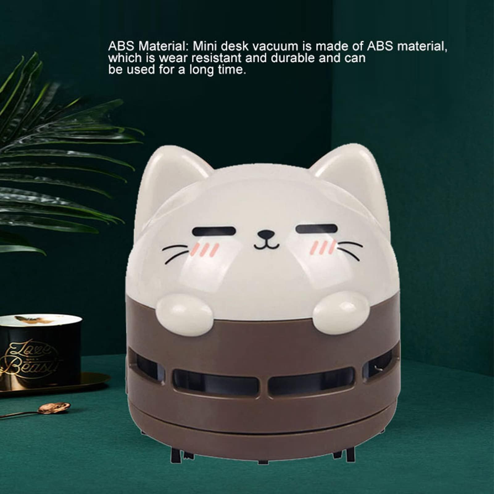 HERCHR Mini Crumb Vacuum Cleaner, Cute Desktop Vacuum Cleaner Desk Dust Cleaner Crumb Sweeper Mini Desk for Home, Office, Cars (Brown)