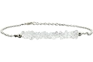 Gempires Natural Clear Quartz Chips Bar Bracelet, April Birthstone Bracelet, Energy Healing Crystals