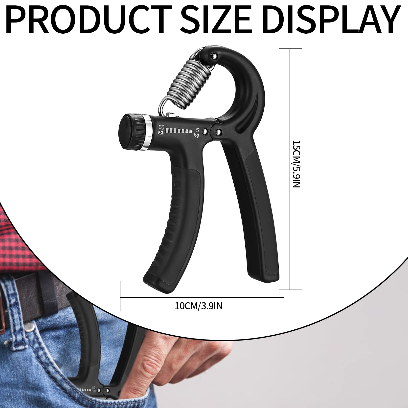 2 Pezzi Attrezzo per Allenare Mani, Hand Gripper, Manopole Mani, Pinza Mano Regolabile 5-60 kg, Allenamento Mani e Avambracci Attrezzi per Allenare Forza
