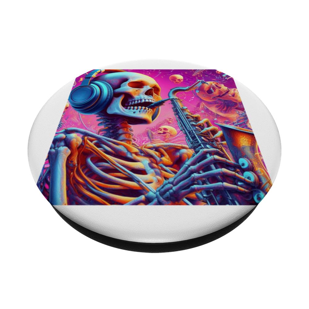 Bone Vibes Sax Music Nr. 1 PopSockets Swappable PopGrip, Black - Image 2