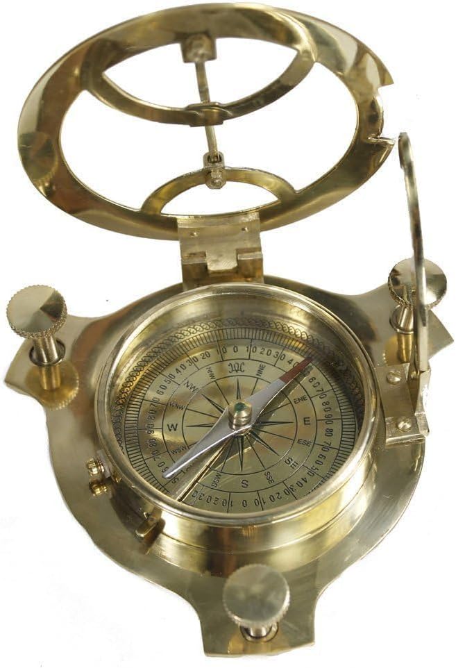 4"" Sundial Compass - Solid Brass Sun Dial, Golden