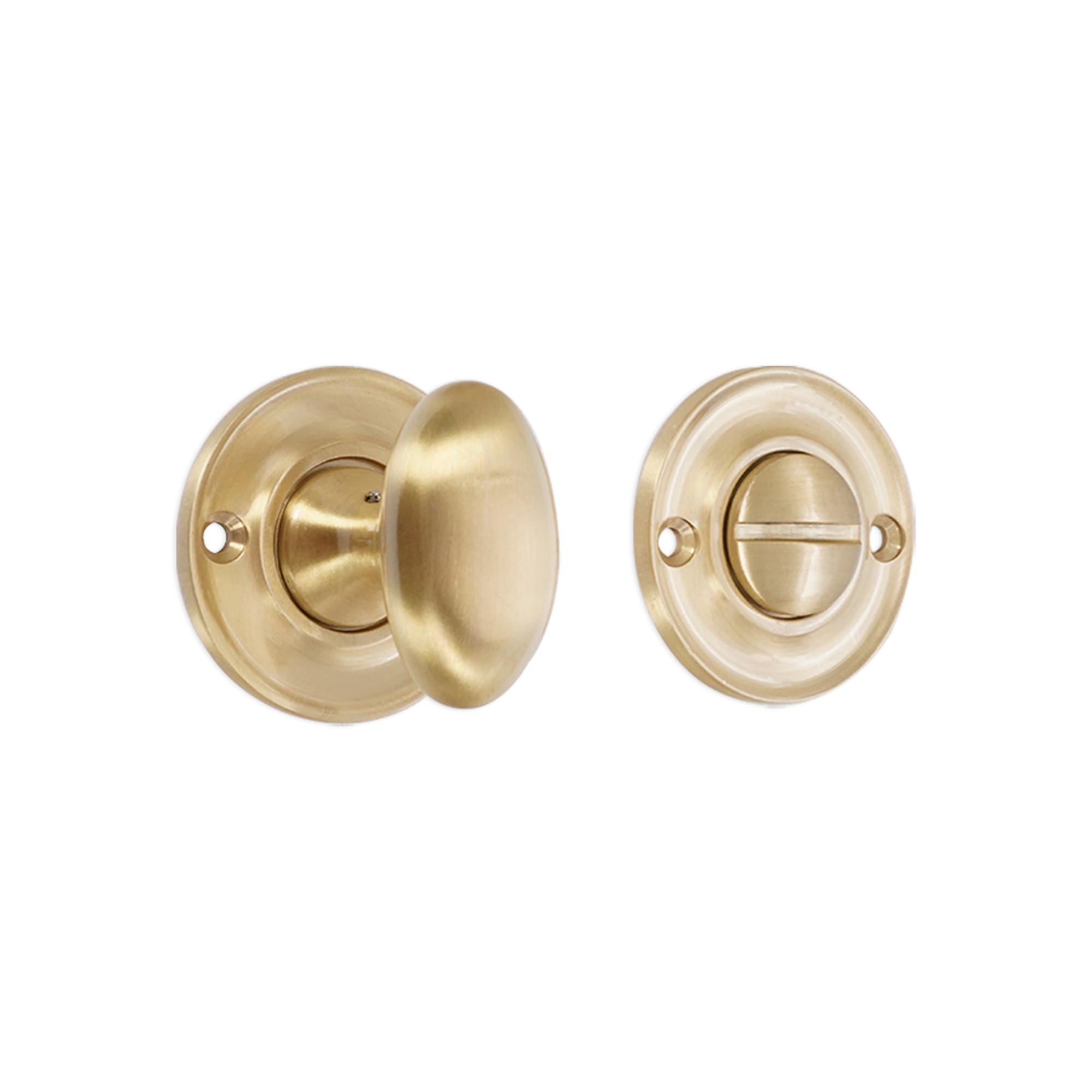 Infinity Decor Solid Brass Modern Style Slimline Bathroom Privacy Thumb Turn and Release Latch Lock for Interior Exterior Toilet Doors (Satin Brass)