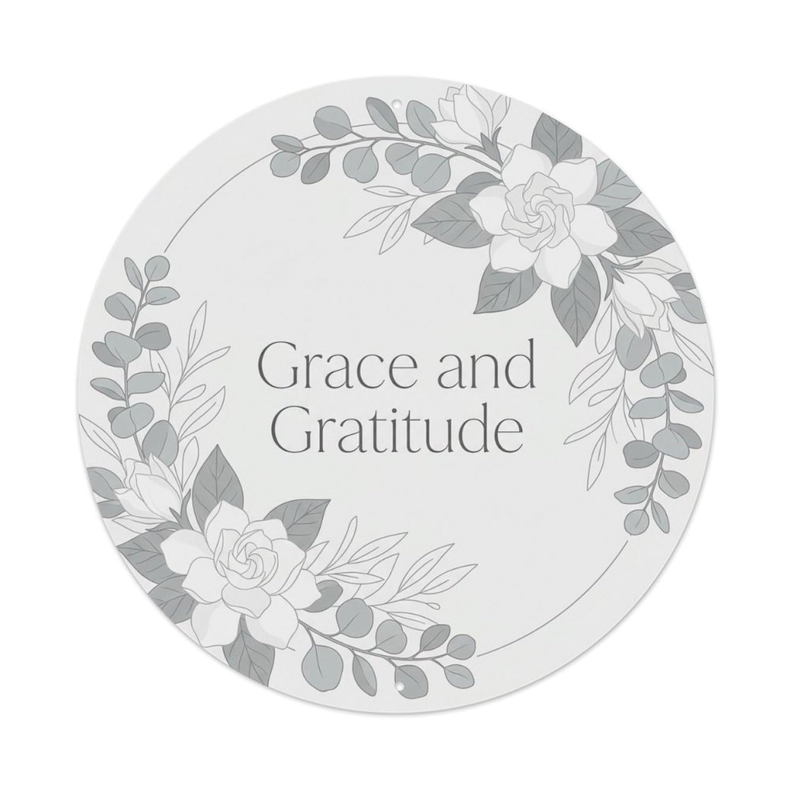 Elegant She Shed Floral Grace And Gratitude Metal Tin Sign