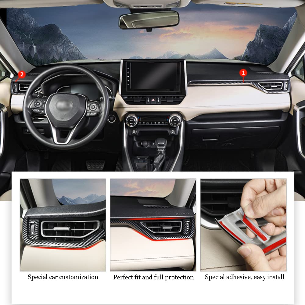 Blazeray for Toyota RAV4 Dashboard Side Air Vent Outlet Trim Strip Cover for Toyota RAV4 2019 2020 2021 2022 Interior Accessories(2PCS)