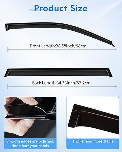 Miniatura 4 de Deflector de ventana lateral, viseras de humo oscuro, protectores de lluvia, juego de 4 piezas para Toyota 2001-2007 para Highlander