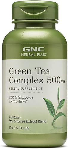 GNC Herbal Plus Complejo de té verde 500 mg, 100 cápsulas, apoyo al metabolismo