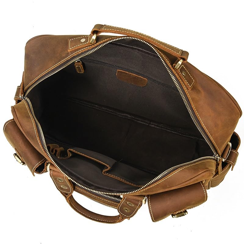 Vintage Briefcase Men's Leather Tote Multi-Pocket Travel Bag Top Leather Shoulder Bag Computer Bag4
