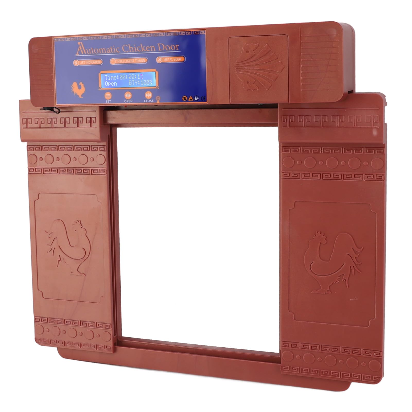 Porta automatica per pollaio, apriporta elettrico per pollaio alimentato a batteria solare con timer, display a LED doppie porte apriporta elettrico per pollaio per polli, anatre, oche (Bronzo)