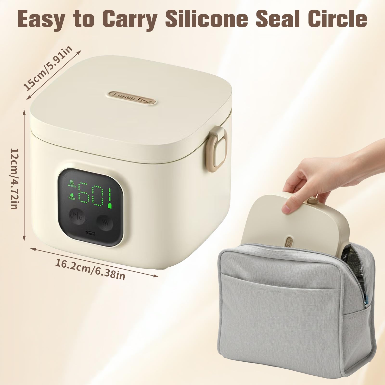Contenitore per il pranzo elettrico con batteria - 800 ml, 14000 mAh, per adulti e bambini, funzione di riscaldamento a 7 livelli (20-80 min), portatile per casa, scuola, viaggi e ufficio