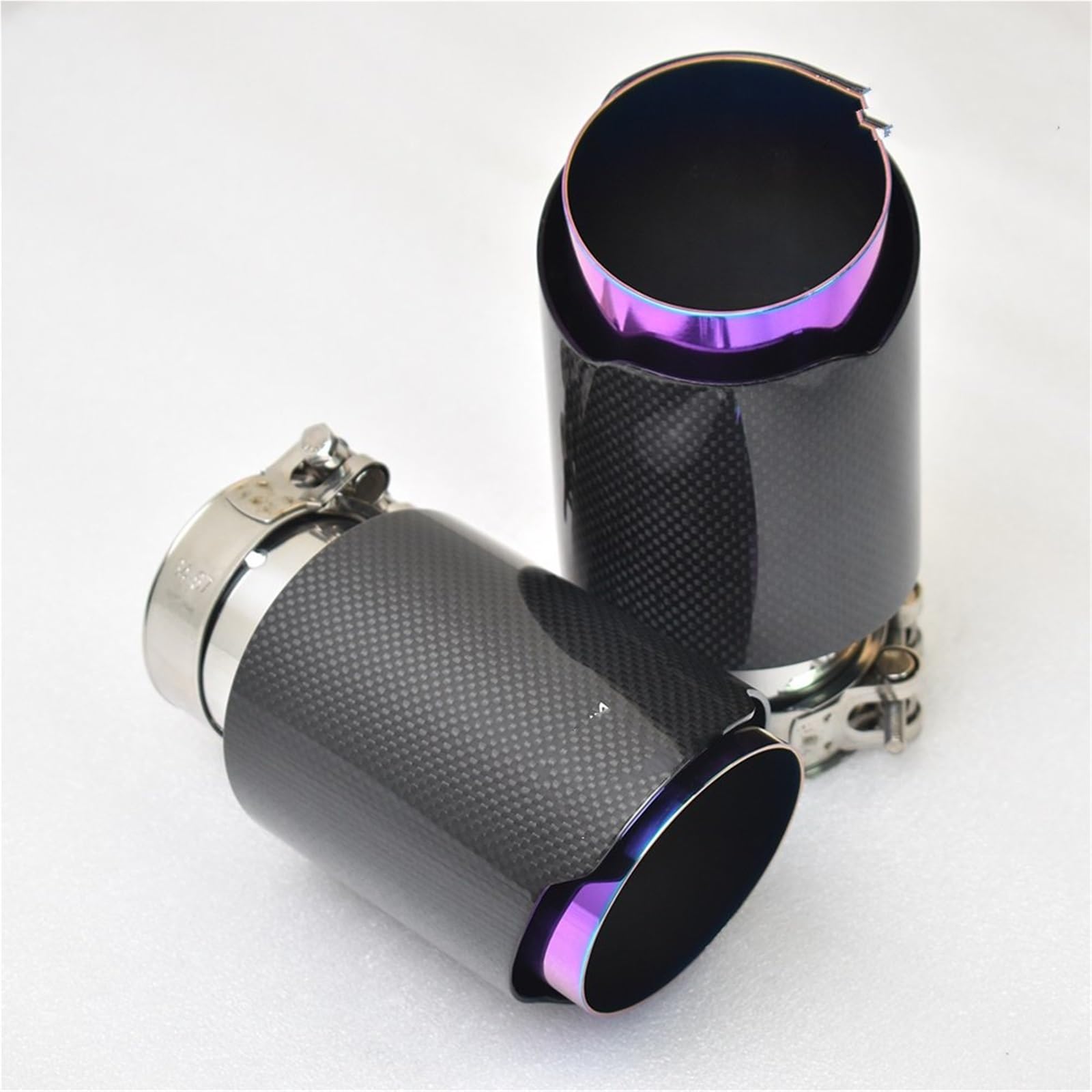 Uitlaat Trim 1 szt. Końcówka rury wydechowej samochodu fioletowa rura z błyszczącym włóknem węglowym zwykły tłumik modyfikacja części samochodowych(63-89MM)
