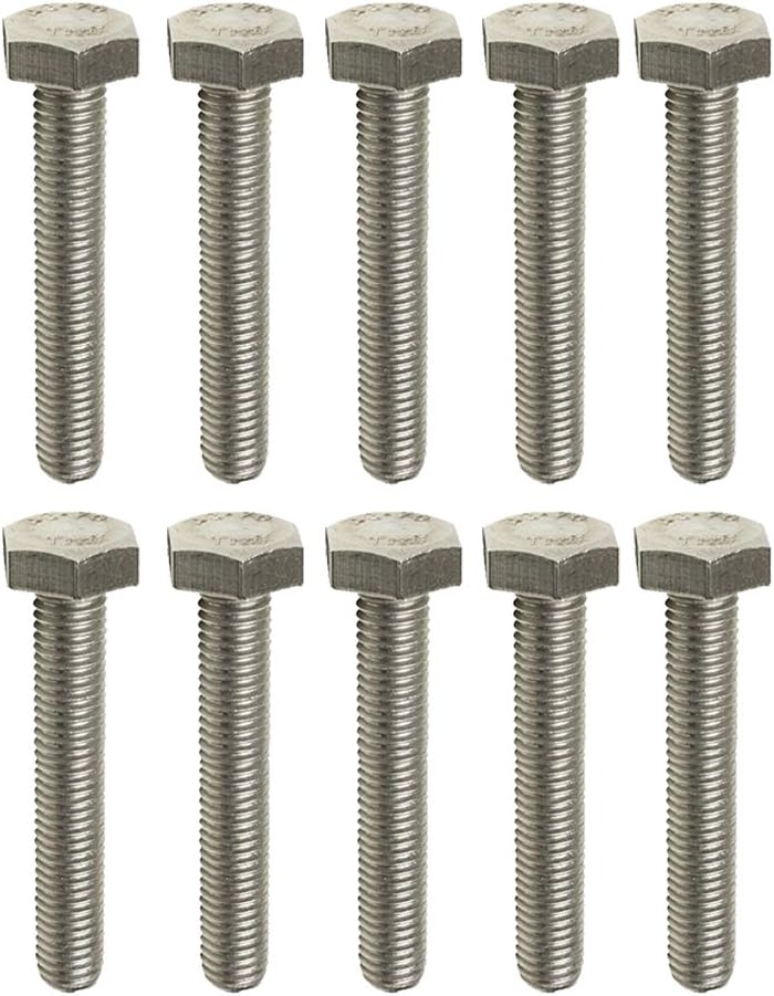 M12 x 50mm Hex Set Screw Hexagon Head Bolt - 10 Pack